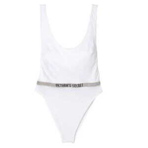 New! Victoria's Secret Very Sexy White Shine Strap Belted Swimsuit 3850
